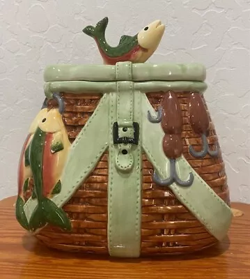 Ceramic Fishing Basket Cookie Jar • $45