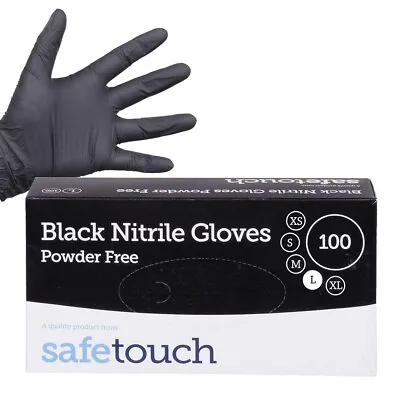 Black Nitrile Powder & Latex Free Thick Disposable Gloves Tattoo Mechanic • £7.40
