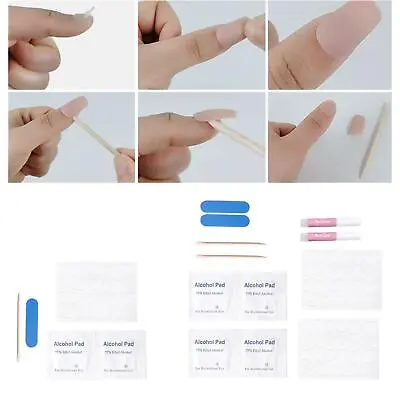 £2.86 • Buy Double-Sided Press On Fake Nails Stickers Kit Alcohol Pad For Manicure DIY