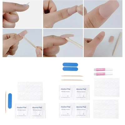 £3.72 • Buy Double-Sided Press On Fake Nails Stickers Kit Alcohol Pad For Manicure DIY