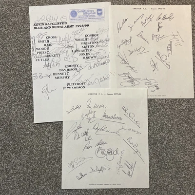 £1.49 • Buy 3 Chester Fc Pre Printed Autograph Sheets 77/8, 79/0 & 98/9