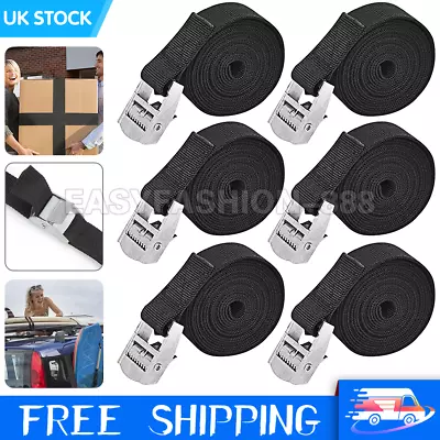 1-20PCS 2.5M Heavy Duty Ratchet Tie Down Straps Car Truck Roof Rack Belts Black • £5.99