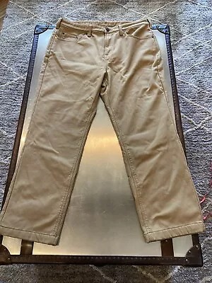 CAT Caterpillar Fleece Lined Brown Canvas Work Pants Men's Sz 38 X 30  Insulated • $18.99