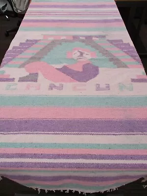 £20 • Buy Mexican Blanket, Throw, Rug, Pastel, Woven Stripes, Picnic, Festival M16