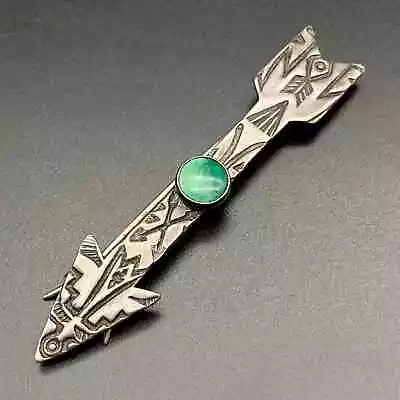 Vintage Navajo Thunderbird Arrow Turquoise Sterling Silver Hair Barrette Clip • $185