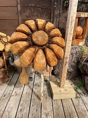 £65 • Buy Chainsaw Carved Flower Large, Medium, Small. Free Stem Included With Collection