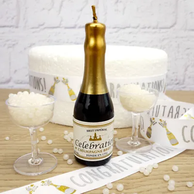 X6 CHAMPAGNE BOTTLE NOVELTY BIRTHDAY PARTY CAKE CANDLES GREEN GOLD BUBBLY BOTTLE • £4.39