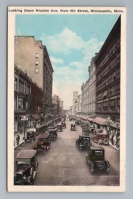 Nicollet Avenue 6th Street Cars Minneapolis Minnesota Postcard • $3.62