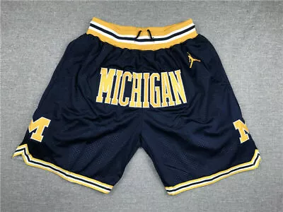  Michigan Wolverines Men’s Navy Blue With Pockets Basketball Shorts Size: S-XXL • $35.99