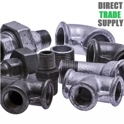 Galvanised Malleable Iron Fittings BSP All Sizes Pipe Fitting 1/8  - 2  Galv • £19.95