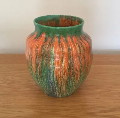 Art Deco Wadeheath Ware Orcadia Ceramic Drip Vase Orange Green Blue • £5