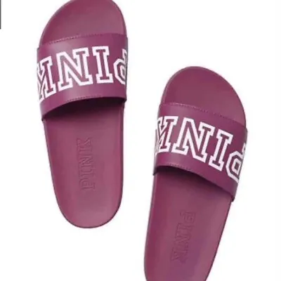 New Victoria's Secret PINK Single Strap Slide Sandal Berry Ruby Maroon M 7-8 NWT • $26.50