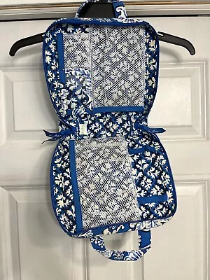 Vera Bradley Blue Lagoon Cosmetic Bag Multiple Pockets Travel Toiletry Tote • $9.99