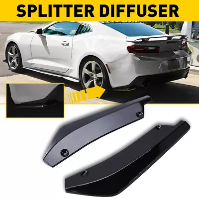 Universal Glossy Black Car Rear Lip Wrap Angle Bumper Diffuser SplitterPair • $29.06