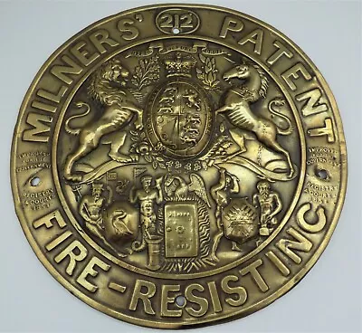 Victorian Milners Patent Brass Relief Safe Plaque 1857 Original Very Fine Detail • £85