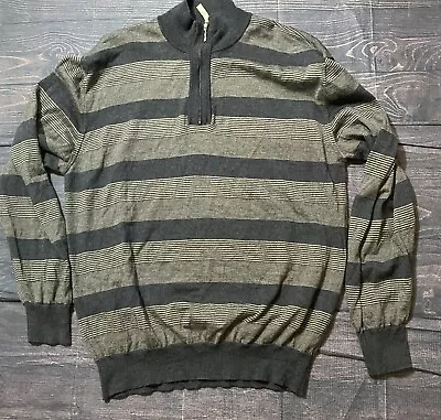 Enzo Mantovani Merino Wool Sweater  Men’s XL 1/4 Zip Striped Made In Italy • $18.99