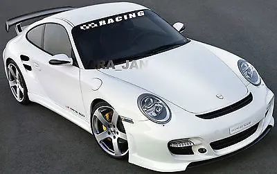 RACING Windshield Flag Decal Stickers Sport Car Sticker WHITE • $33.96