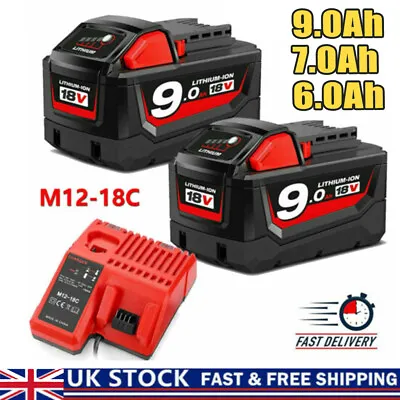 9.0Ah For Milwaukee XC For M18 18V Extended Lithium Battery 48-11-1860/ Charger • £110.99