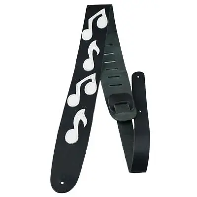 Perri's Leathers P25MN 2.5  Wide Leather Guitar Strap Black/White Musical Notes • $28.55