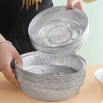 10Pcs 6/7/8/9 Inch Round Tin Foil Pie Dish Tin Cake Tray Baking Pans Bake Ca  YK • £4.98