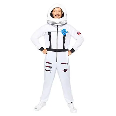 Men's White Polyester Space Galaxy Stag Do Jumpsuit Headpiece Astronaut Costume  • £23.57