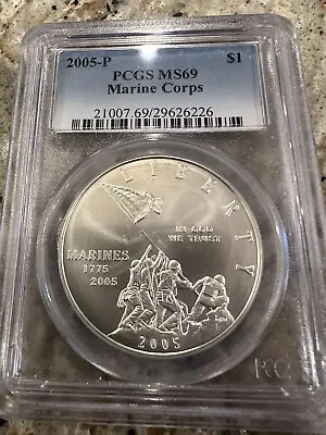 2005 P $1 Marine Corps 230th Anniversary Commemorative Silver Dollar NGC MS69 • $69.90