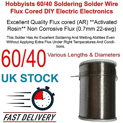 £1.79 • Buy Soldering Solder Wire Flux Cored DIY Hobbyists Electric Electronics 60/40.
