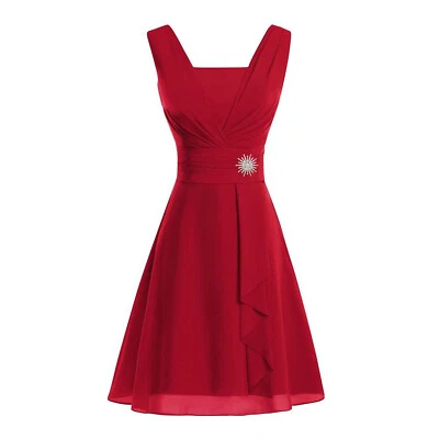 $31.36 • Buy Women Formal Wedding Bridesmaid High-waist Party Ball Prom Gown Cocktail Dress -