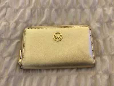 Michael Kors Grained Leather Gold Wallet Purse  Holds My IPhone And Credit Cards • £4.99