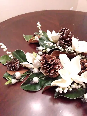 S/2 Glittered 25  Magnolia Pine Cone And Berry Swags By Valerie ~ H206648 • $38.95