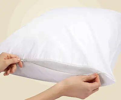 Cotton Bay Standard Pillow Protectors With Zippers - 20X26 Inch Standard Size Wh • $15