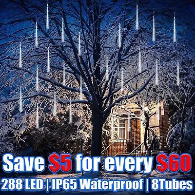 288LED Solar Meteor Shower String Light Falling Rain Garden Party Xmas Tree Lamp • $13.95