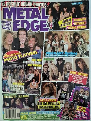 Metal Edge Magazine December 1989 Skid Row Warrant Metallica Testament DAD • $23.56