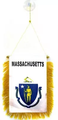 Massachusetts MINI BANNER FLAG GREAT FOR CAR & HOME WINDOW MIRROR 2 SIDE  • $6.59
