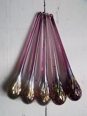 Job Lot 5 X Vintage Purple Gold Austrian Glass Crystal Chandelier Light Drops 6  • £14.99