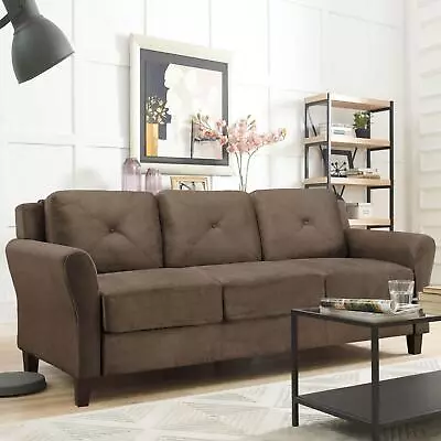 Contemporary Modern Unholstered Sofa Couch Brown Fabric Living Room Furniture • $329.92