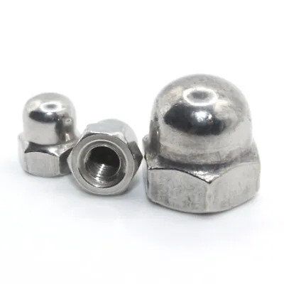M3 M4 M5 M6 M8 M10 M12 Dome Nuts Hex Domed Nuts Stainless Steel A2 - Din 1587 • £0.99