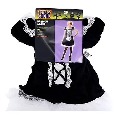 Totally Ghoul Womens French Maid Halloween Costume Black Dress Headpiece OS New • $24.99