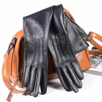 Women's Genuine Double Sided Leather Unlined Party Evening Long Gloves • $85.99