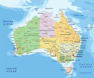 $12.90 • Buy Australia Map Highly Detailed Educational Premium Poster Print Choose Your Sizes