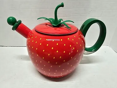 $59.99 • Buy Vintage Strawberry Enamel Teapot Tea Kettle 2.5 Qt COPOC Taiwan