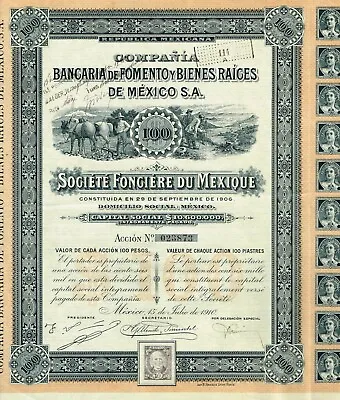 MEXICO DEVELOPMENT AND REAL ESTATE BANK  Stock/bond Certificate W/COUPONS • $39.99