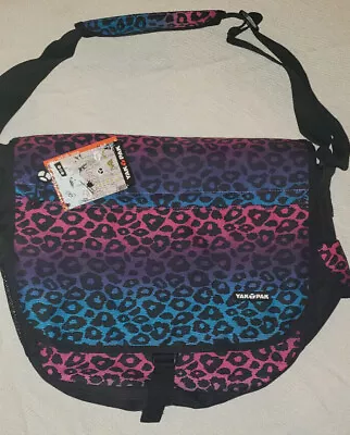 Yak Pak Purple Blue Pink Leopard Messenger Bookbag Travel Shoulder Strap Bag • $19.99