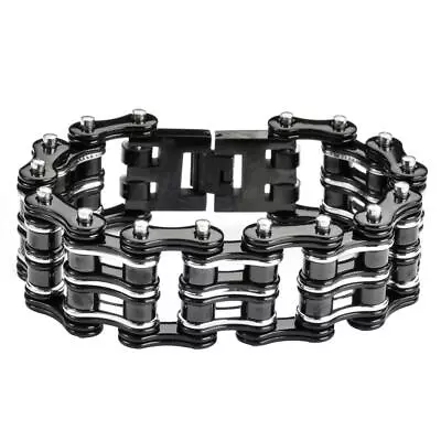 Black Stainless Steel Primary Motorcycle Bike Chain Bracelet 177 • $37.95