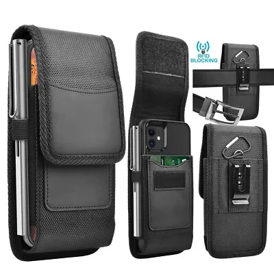 Cell Phone Holster Wallet Case Cover Nylon Belt Clip Holster Phone Holder Pouch • $8.89