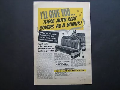 $8.75 • Buy 1953 Key Products Auto Seat Covers  I'll Give You Bonus  Orig Vintage 53 Ad
