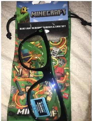 Minecraft Blue Light Blocking Glasses & Case Set Screen Time / Computer Class • $8