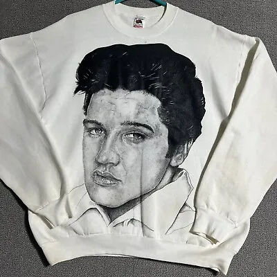 VINTAGE Elvis Presley Portrait Sweatshirt Crewneck Mens XL  Made In USA Rare • $78