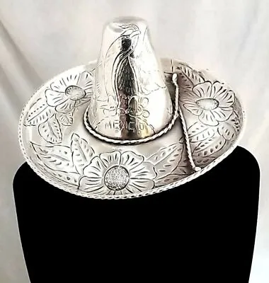 Vintage Large L. Maciel Mexican Sterling Silver Sombrero Hat Ring Tray 149.2Gram • $325