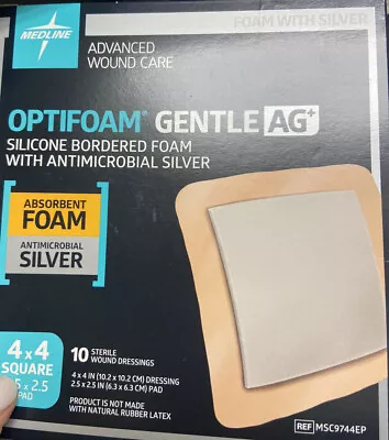 Optifoam Gentle 4  X 4  Silicone Faced Foam And Border With Silver AG Dressing • $29.99